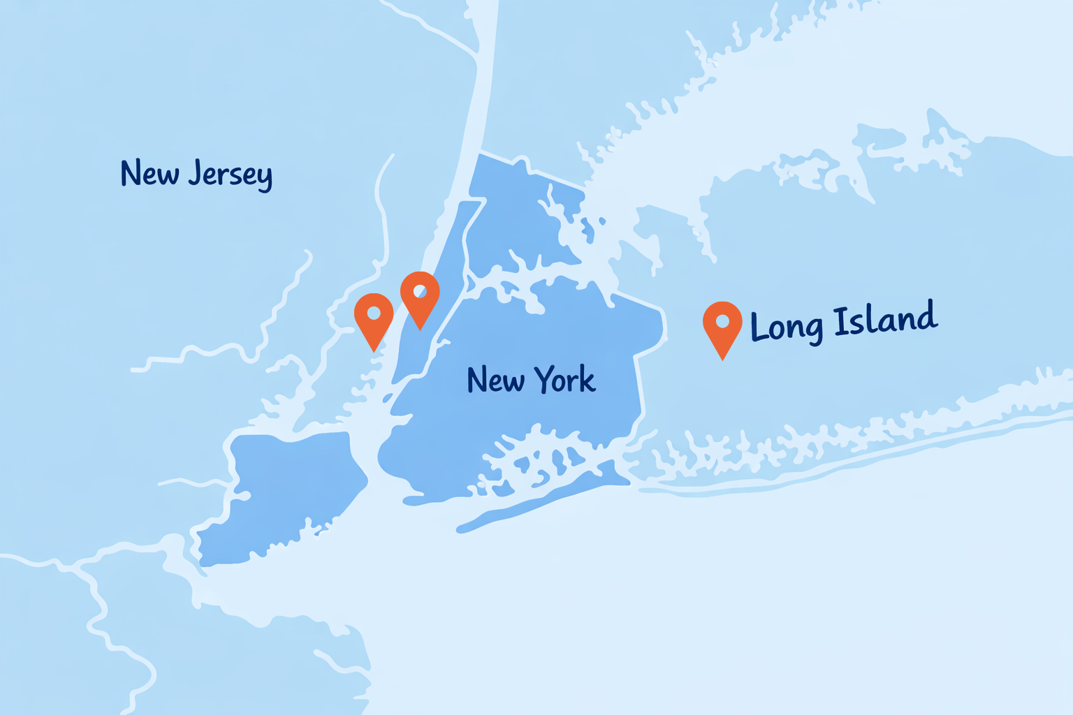 Our office locations: Midtown Manhattan, New Jersey, and Long Island. Click to contact us.